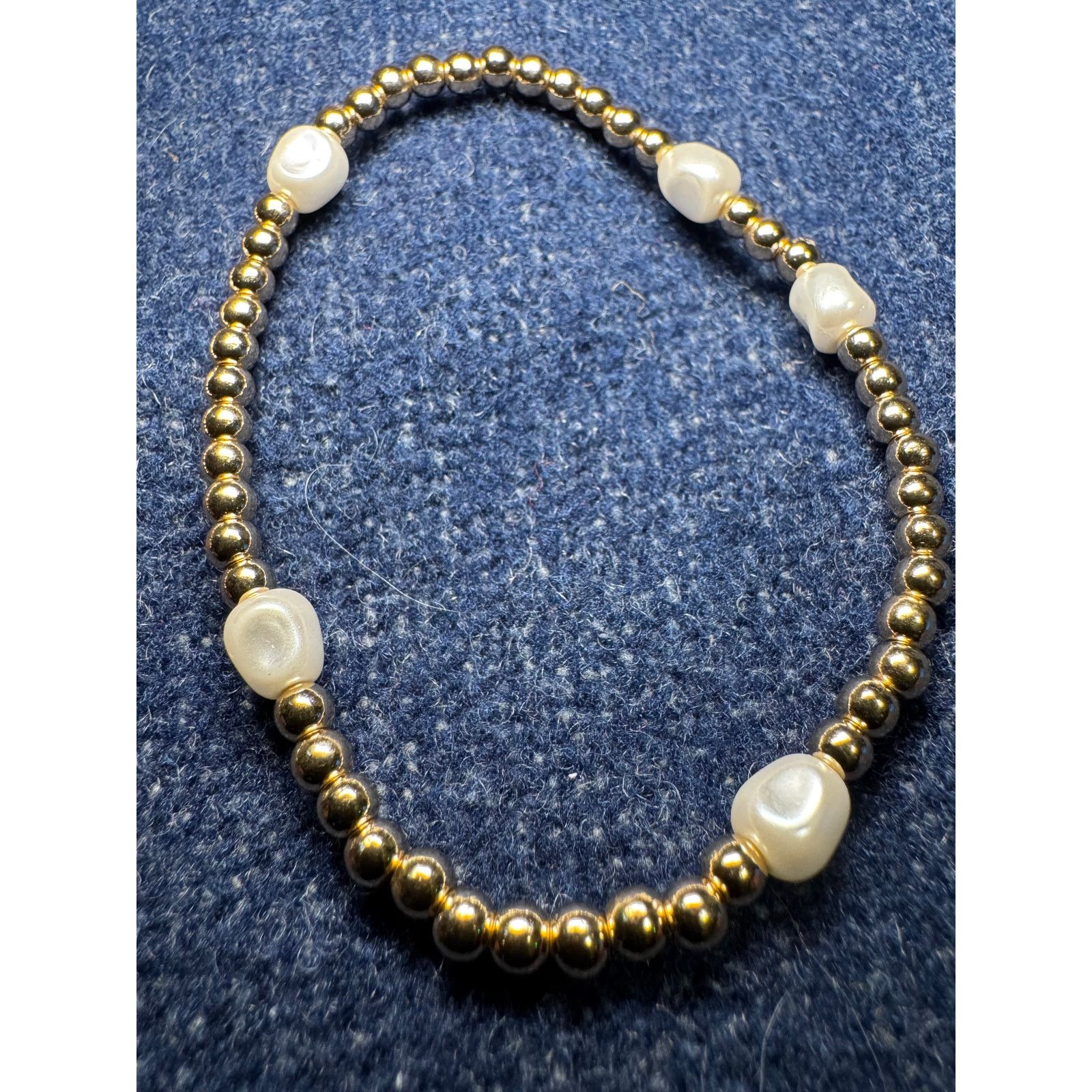 Other 2 Gold Filled Spaced w/ Freshwater Pearls Stretch Bracelets Size ONE SIZE - 1 Thumbnail