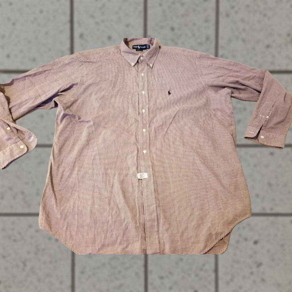 Polo Ralph Lauren VINTAGE Mens Polo Ralph Lauren Dress Shirt 17.5 Red Cotton Button Long Sleeve Mens Dress Shirt 17.5 Red Cotton Button Size 48R - 1 Thumbnail