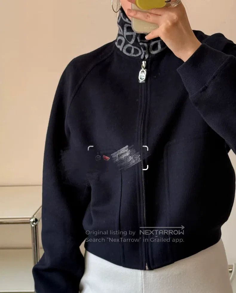 Hermes Hermes Deep blue cashmere coat with pig nose design Size XS / US 0-2 / IT 36-38 - 3 Thumbnail