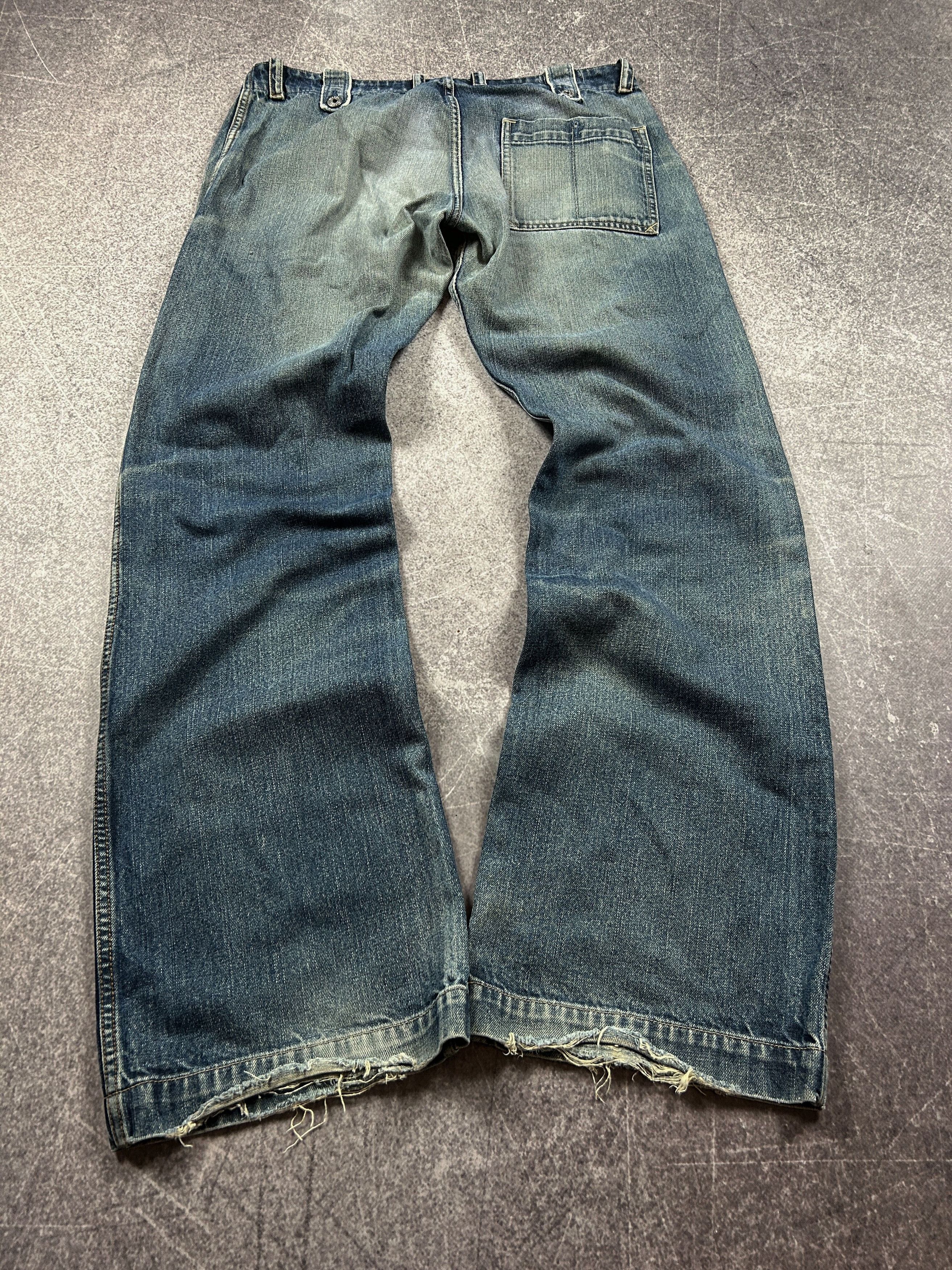 Diesel Distressed Wide Leg Denim Jeans Vintage Wash Grunge Style Size US 32 / EU 48 - 2 Thumbnail