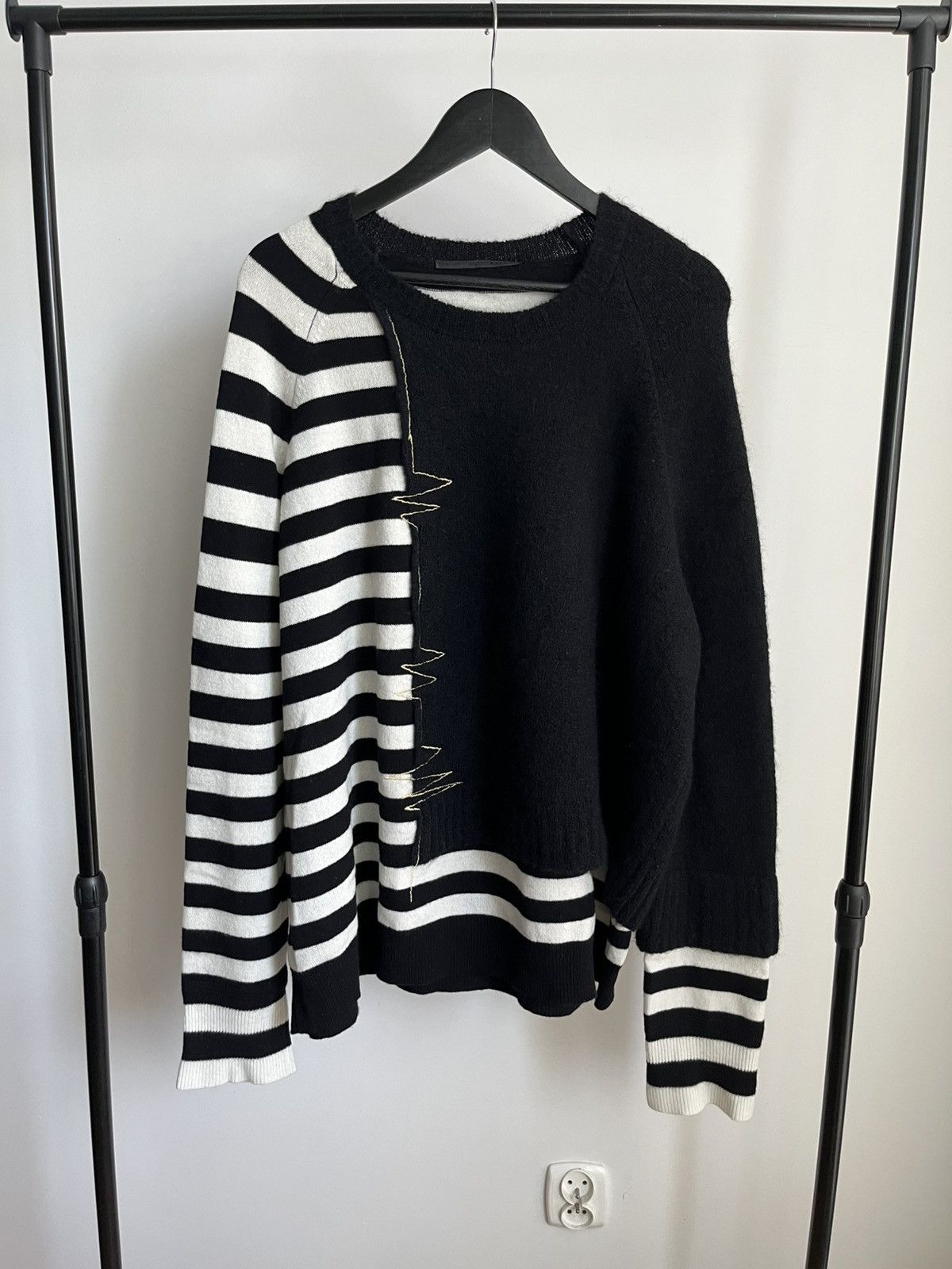 Haider Ackermann Haider Ackermann AW17 layered striped blend knit sweater Size US L / EU 52-54 / 3 - 1 Thumbnail