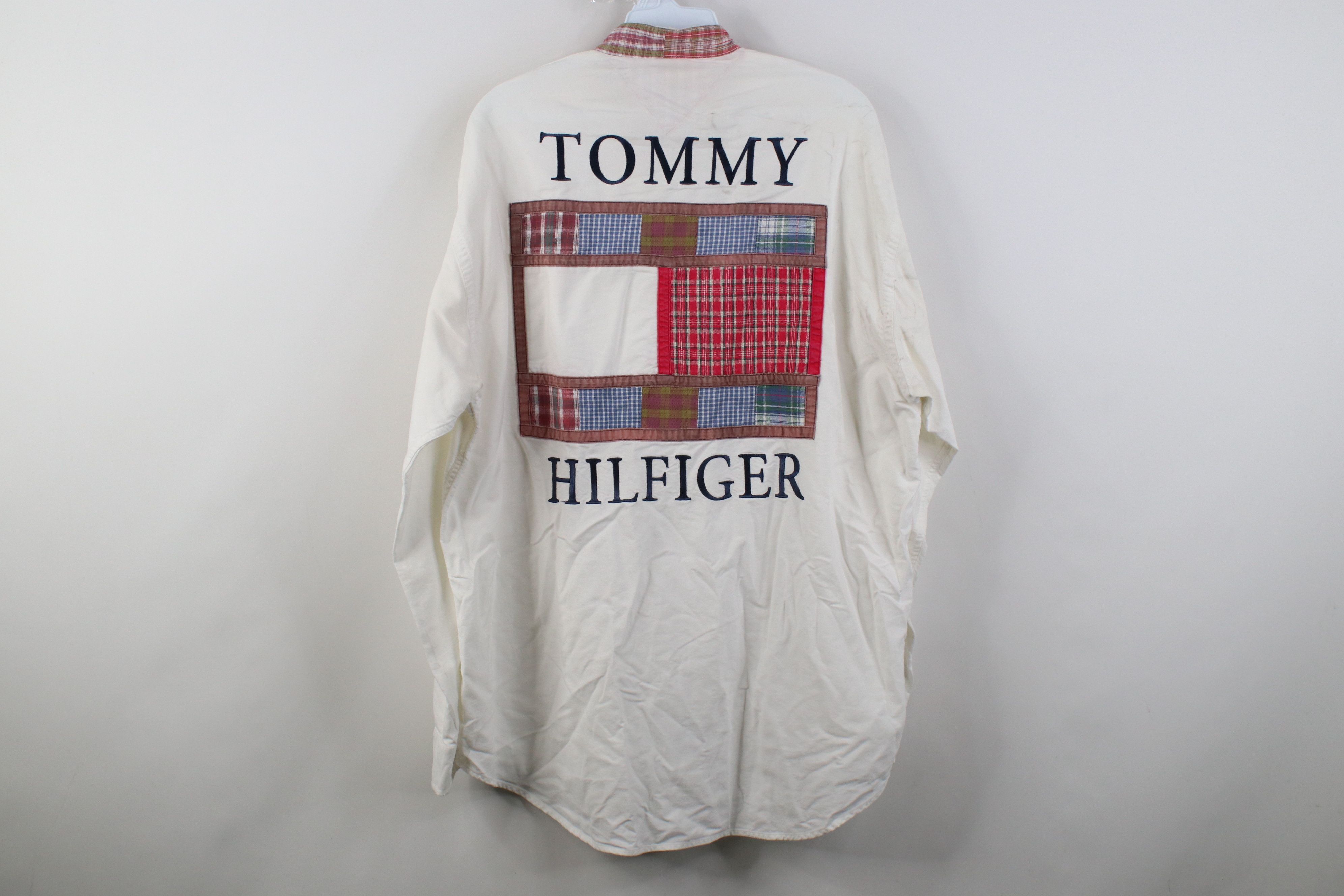 Tommy Hilfiger Vintage 90s Tommy Hilfiger Band Collar Button Shirt Size US L / EU 52-54 / 3 - 14 Thumbnail