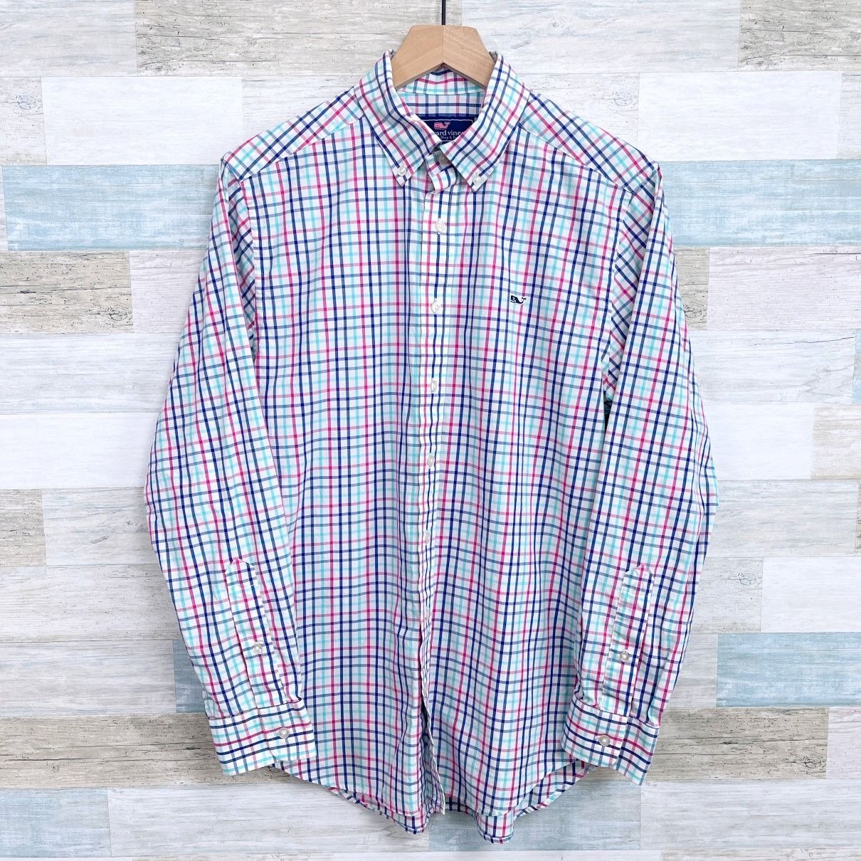 Vineyard Vines Vineyard Vines Slim Fit Whale Shirt Blue Pink Plaid Mens M Size US M / EU 48-50 / 2 - 1 Thumbnail