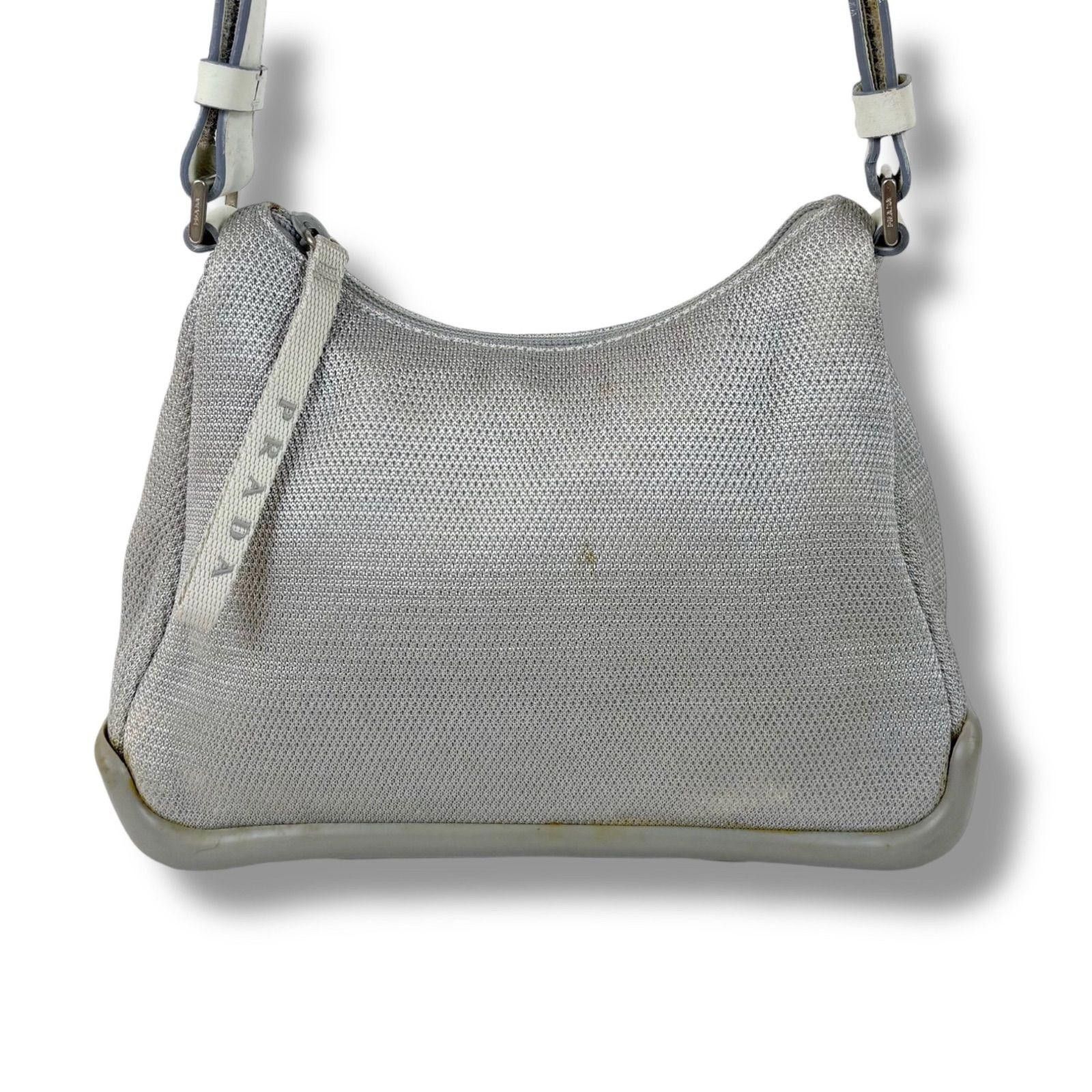 Prada Prada - Silver Textured Shoulder Bag Size ONE SIZE - 3 Thumbnail