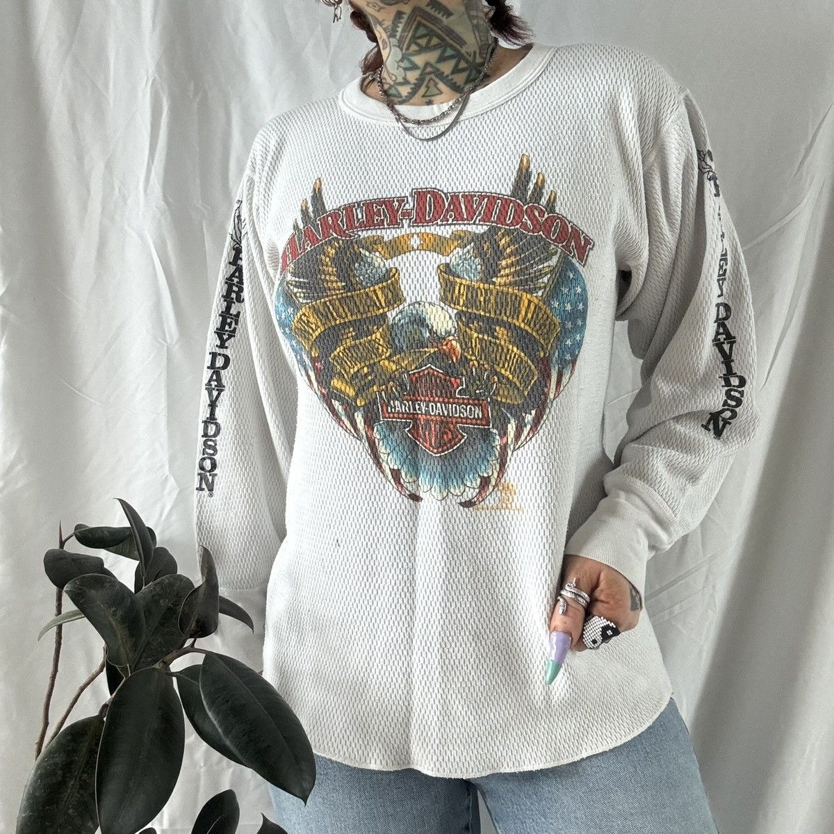 Vintage Vintage HARLEY DAVIDSON 3D EMBLEM thermal L/S Size US M / EU 48-50 / 2 - 9 Thumbnail