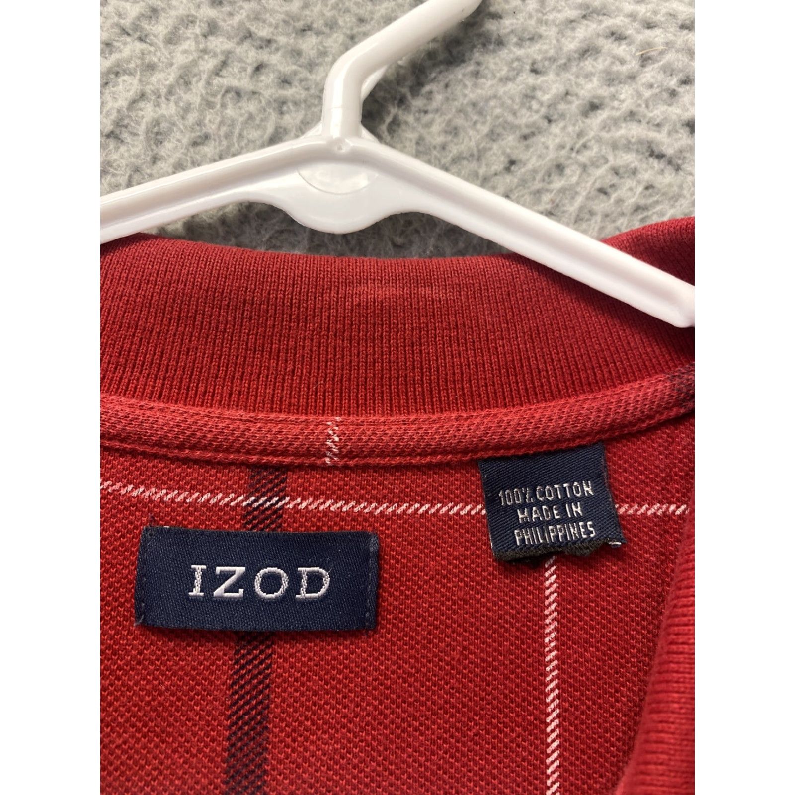 Izod IZOD Polo Shirt Red Casual plaid check Mens size Large / 111-47 Size US L / EU 52-54 / 3 - 4 Thumbnail