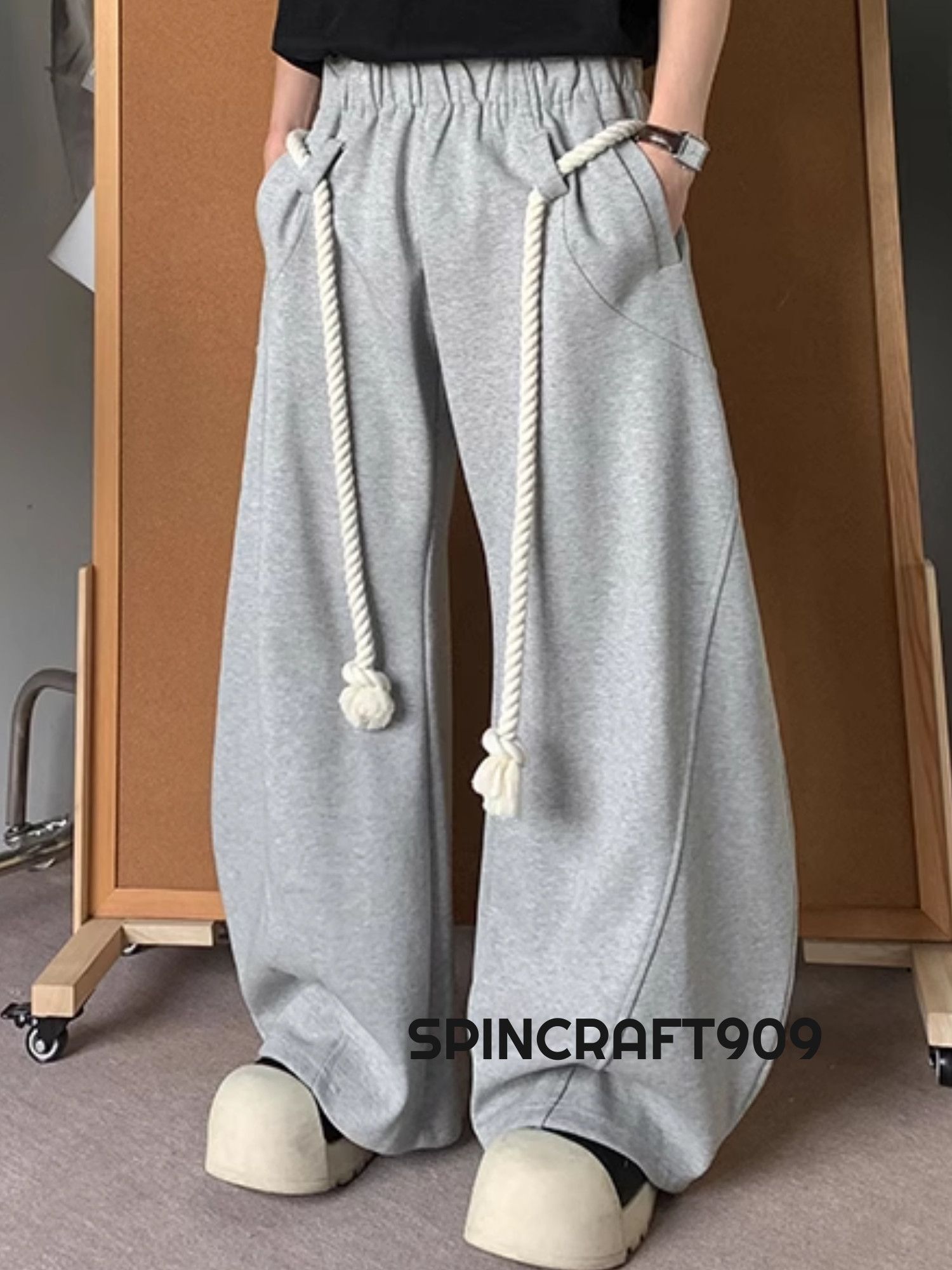Vintage Baggy Stacked Flare Sweatpants, Loose Wide Leg Sweatpants Size US 32 / EU 48 - 2 Thumbnail