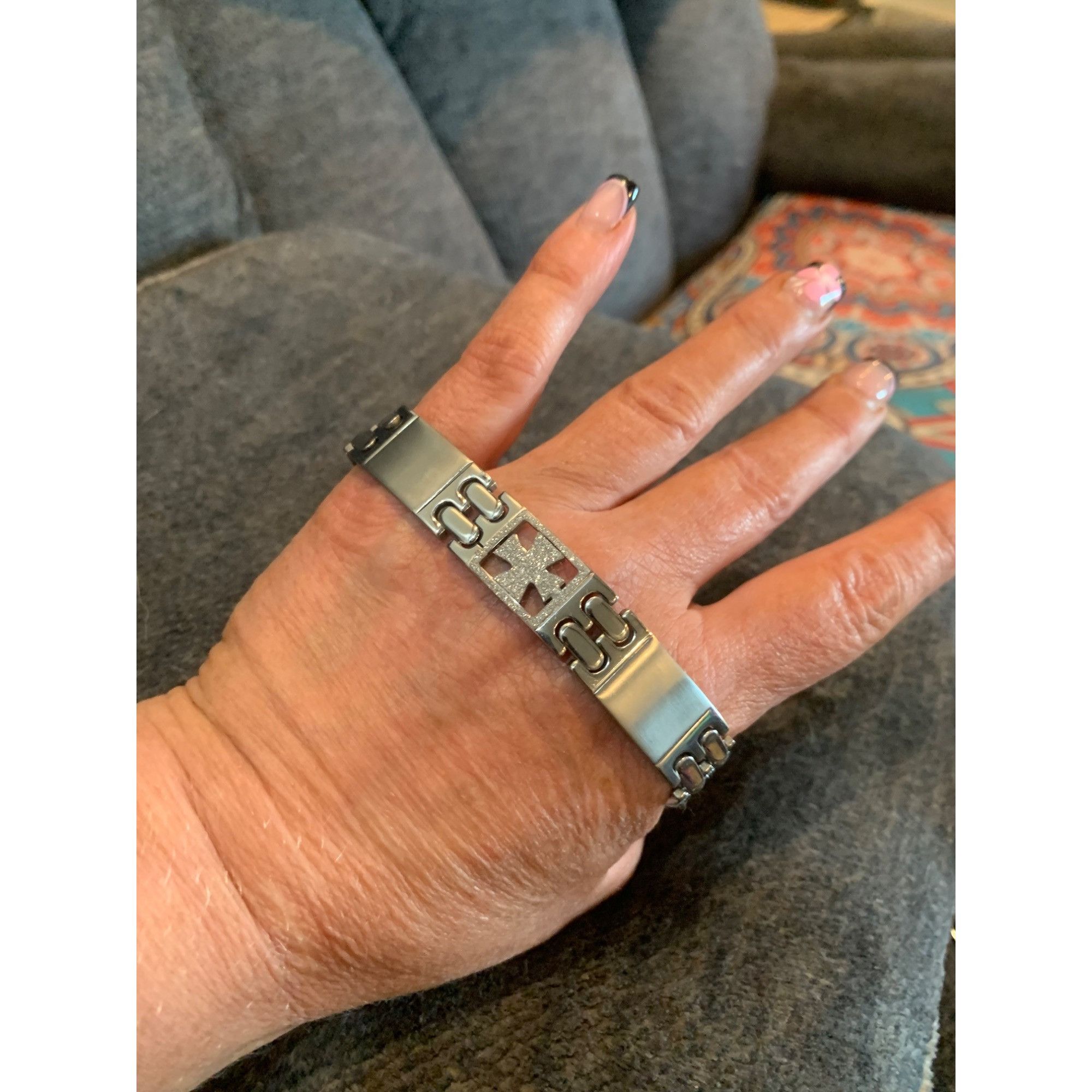 Other Stainless Steel Geometric Link Bracelet With Rhinestone Acce Size ONE SIZE - 1 Preview
