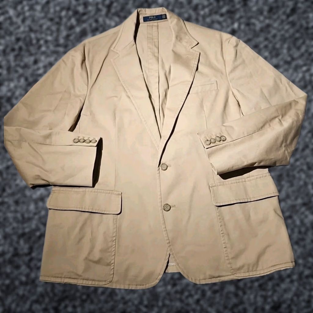 Ralph Lauren VINTAGE Polo Ralph Lauren Jacket Mens XL Beige Cotton Chino Blazer Unstructured Preppy Size US XL / EU 56 / 4 - 1 Thumbnail
