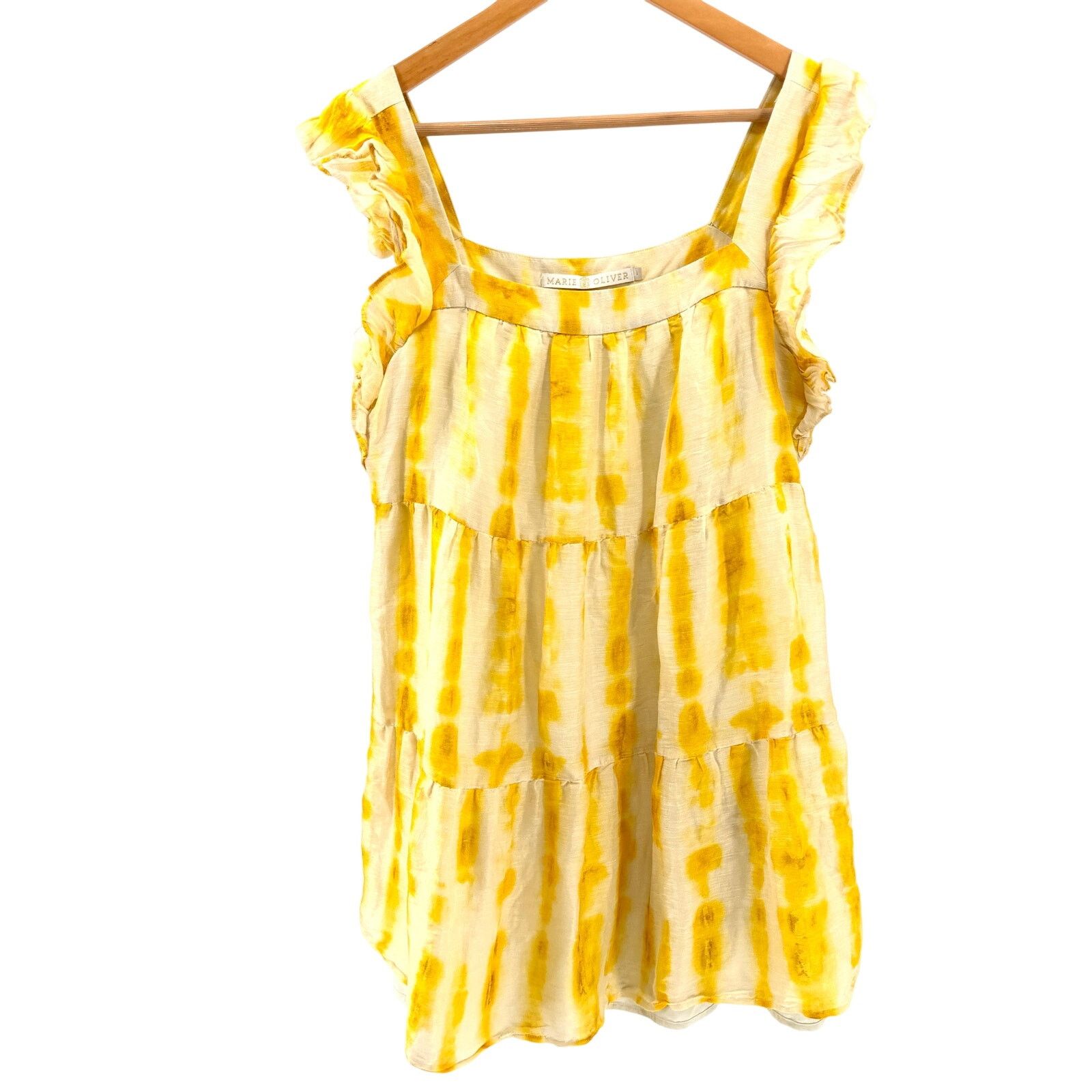 Marie Oliver Marie Oliver Yellow Watercolor Ruffle Mini Babydoll Dress Size S / US 4 / IT 40 - 1 Thumbnail