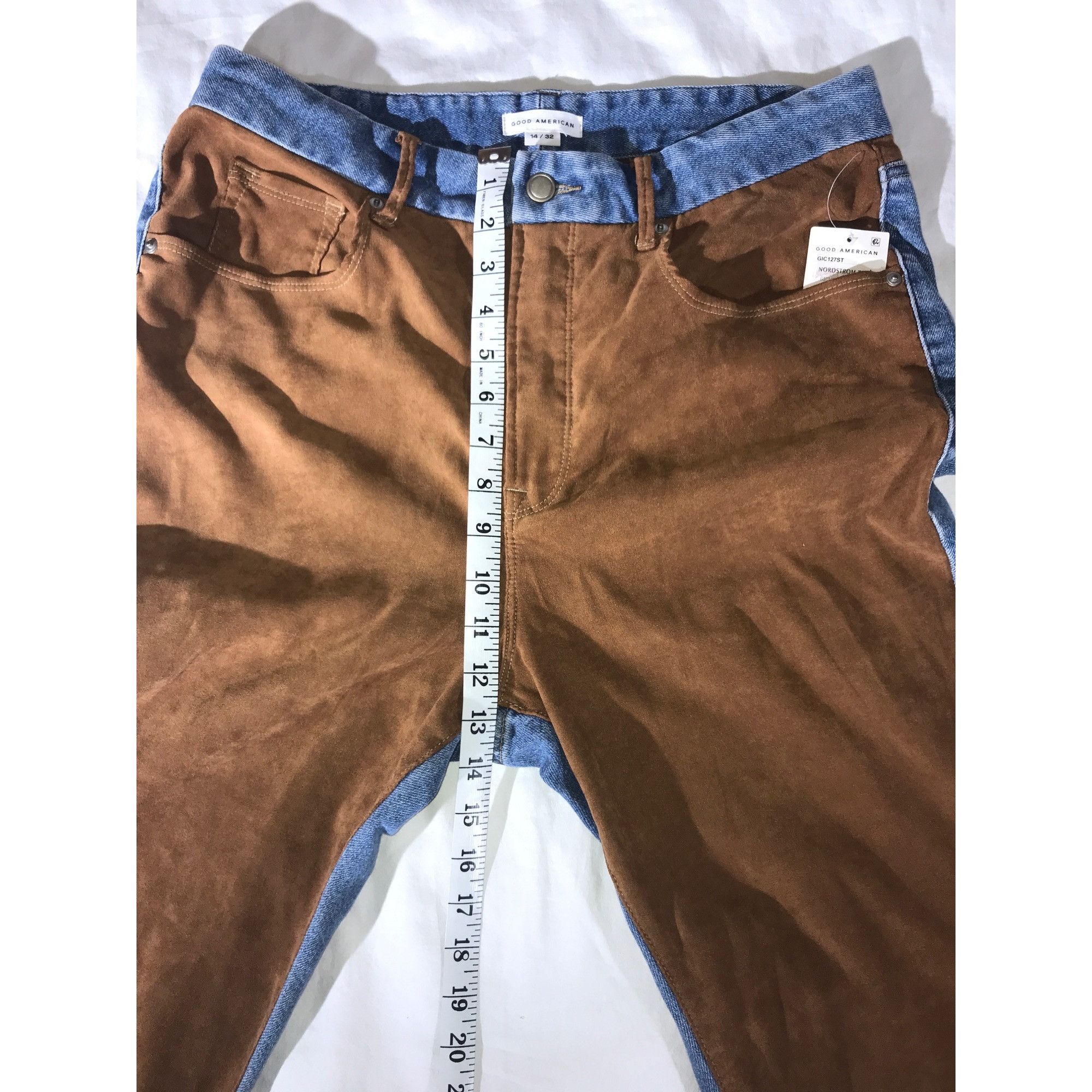 Good American Good American Women's Two-Tone Brown/Blue Denim Jeans Size Size 32" / US 10 / IT 46 - 5 Thumbnail