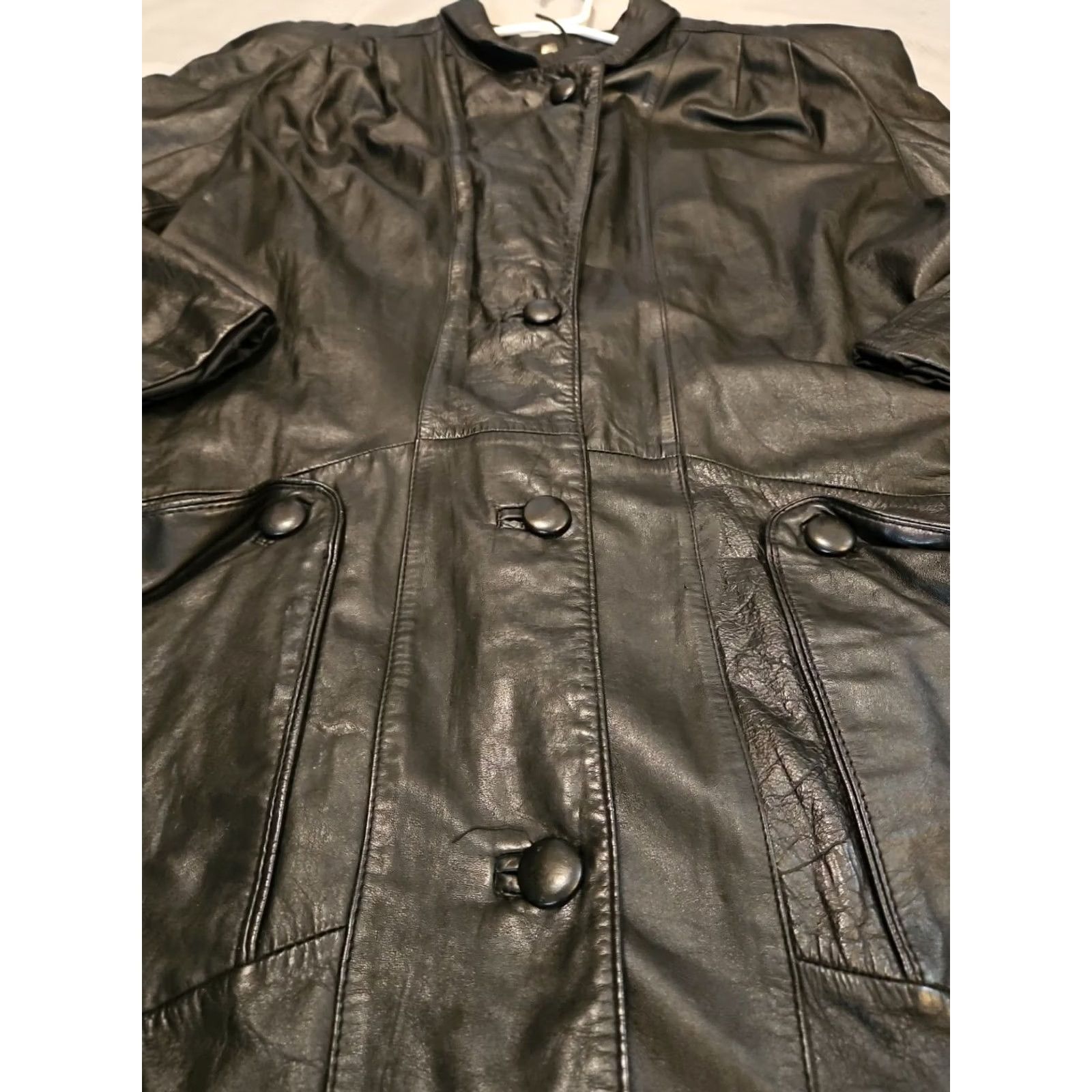 Vintage Vintage Brandon Thomas Jacket Womens Large Long Black Leather Mob Wife Coat Size L / US 10 / IT 46 - 5 Thumbnail