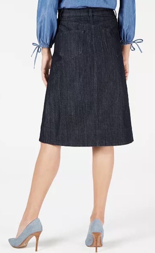 Michael Kors Michael Kors Dk Blue High Rise Button Down A Line Skirt 2 Size 26" / US 2 / IT 38 - 7 Thumbnail