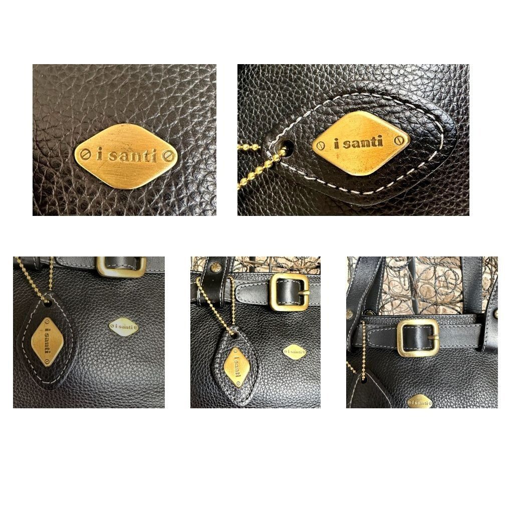 Designer × Vintage Isanti Leather Crossbody Bag Navy Top Zip Tote Handles Logo Size ONE SIZE - 5 Thumbnail