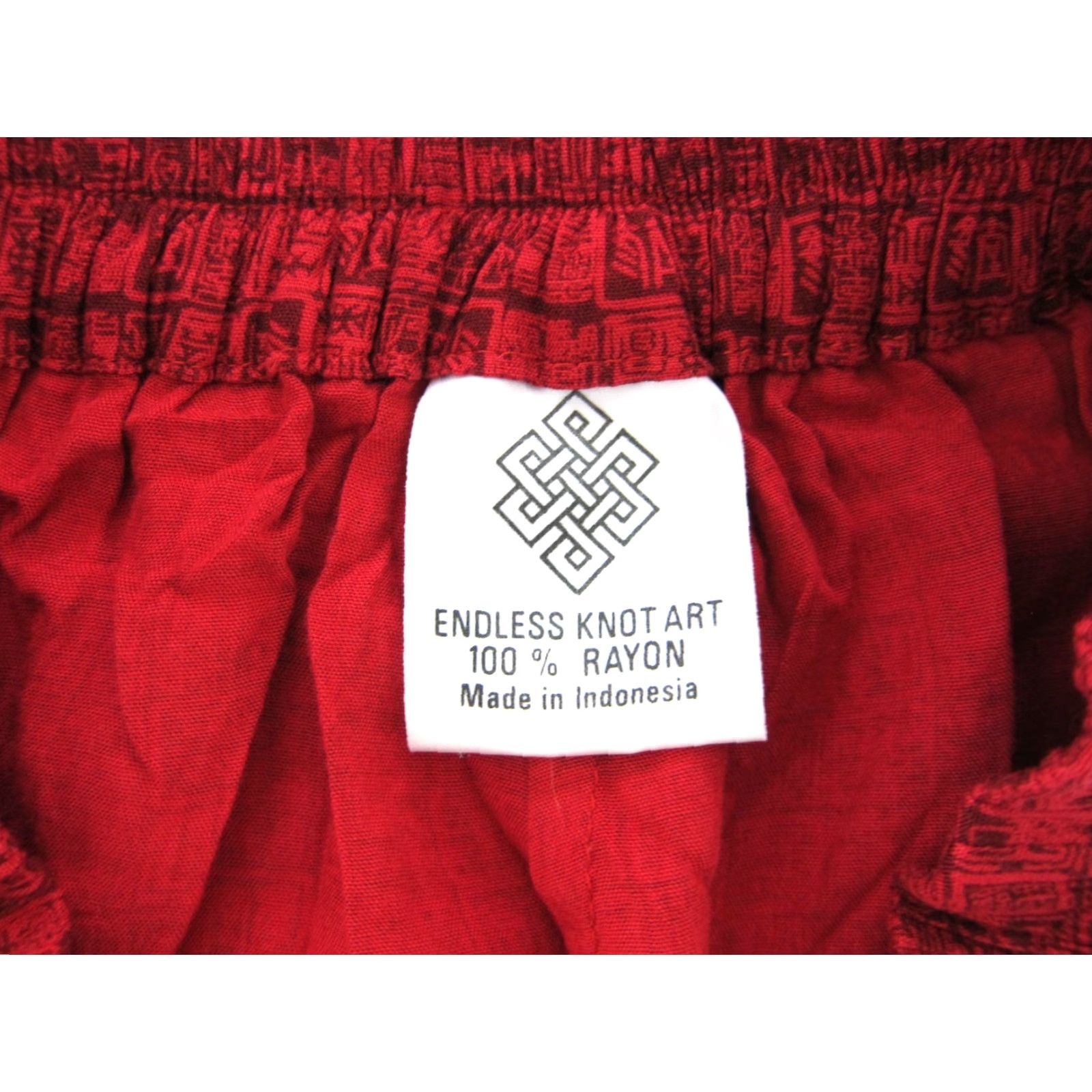 Endless Endless Knot Art 100% Rayon Red High Rise Wide Leg Pant Women Size S-M Size 28" / US 6 / IT 42 - 3 Thumbnail