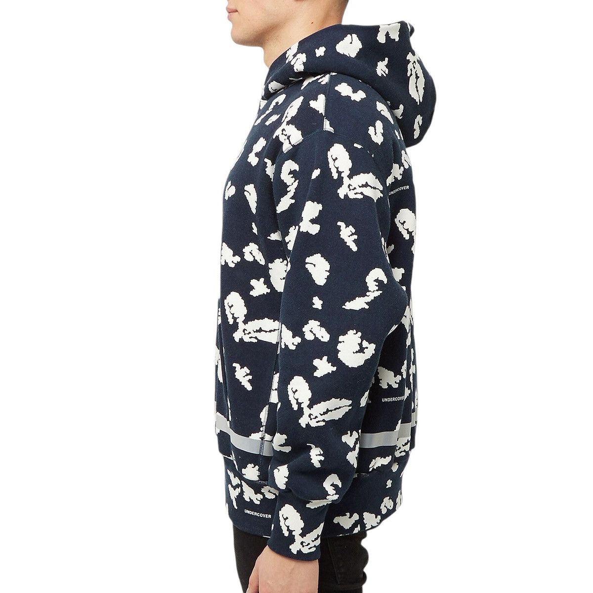 Undercover Men's Floral Print Popover Hoody In Navy Base