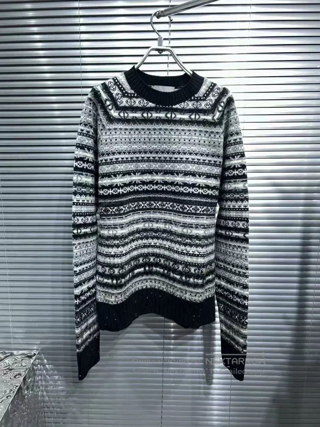 Dior dior gray striped sequined knit sweater. Size US M / EU 48-50 / 2 - 1 Thumbnail