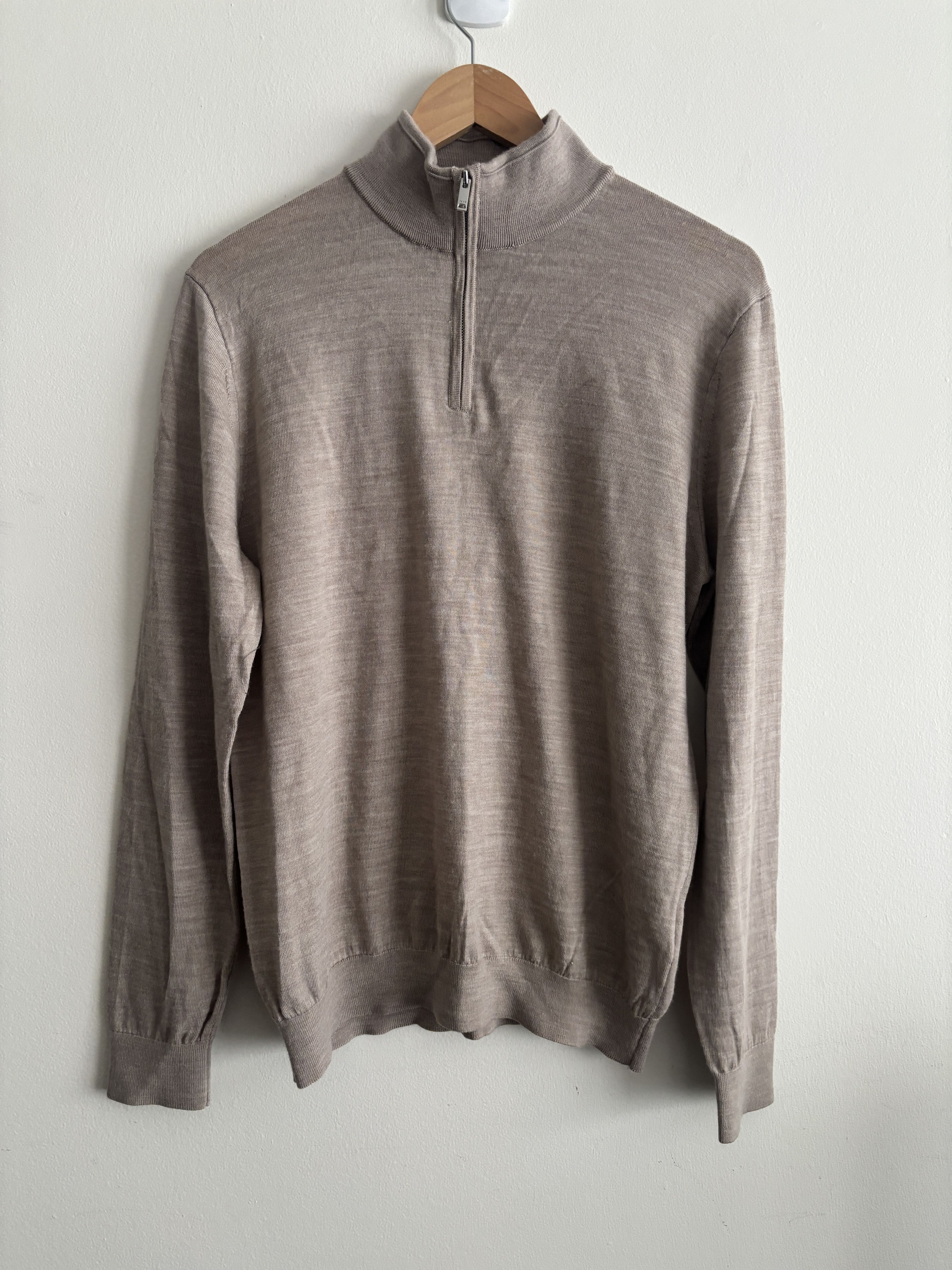 Reiss $150 Reiss Oatmeal Merino Wool Quarter Zip Sweater - Medium Size US M / EU 48-50 / 2 - 4 Thumbnail