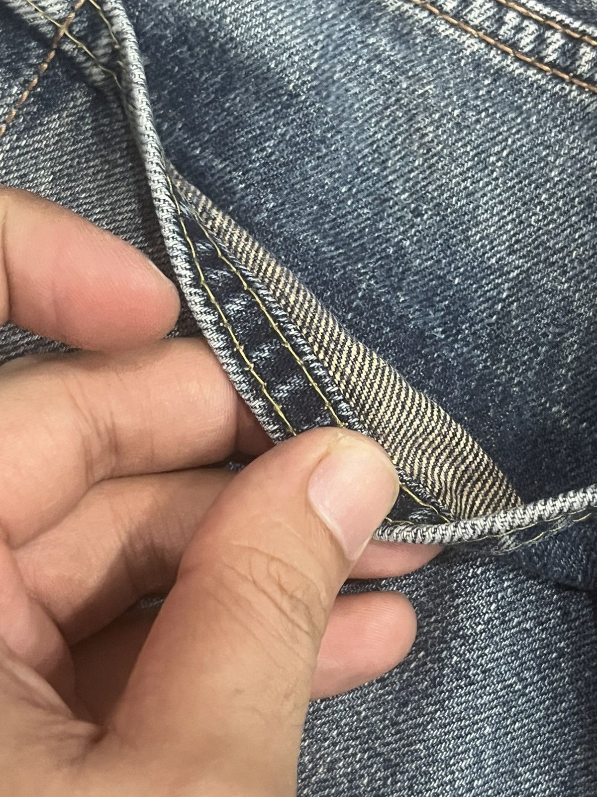 Edwin Vintage Edwin 505X Blue Washed Selvedge Frayed Leg Jeans Size US 32 / EU 48 - 11 Thumbnail