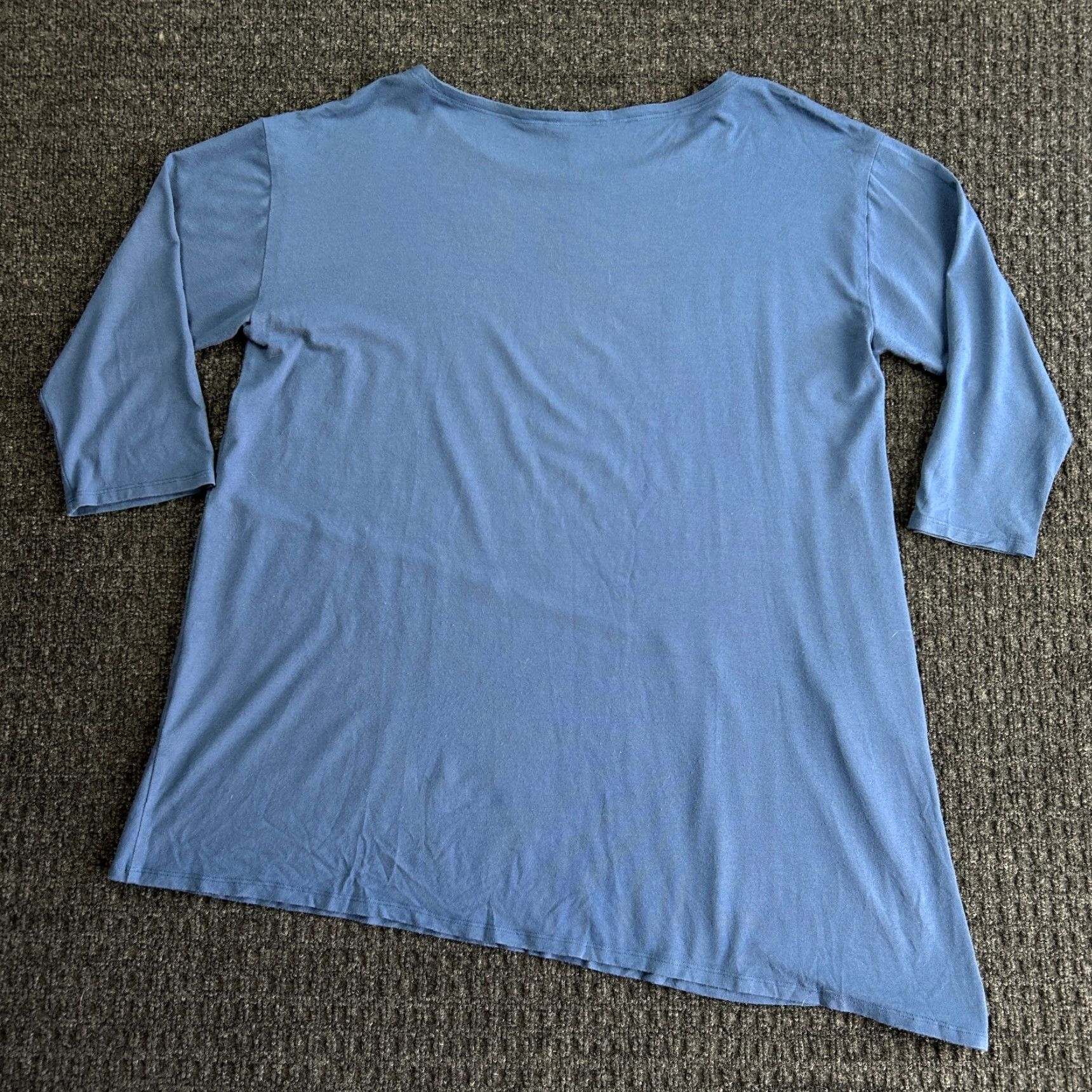 Eileen Fisher Eileen Fisher Top Shirt Asymmetric Slant Cut Ballet Neck L Tunic Blue Made USA Size L / US 10 / IT 46 - 3 Thumbnail