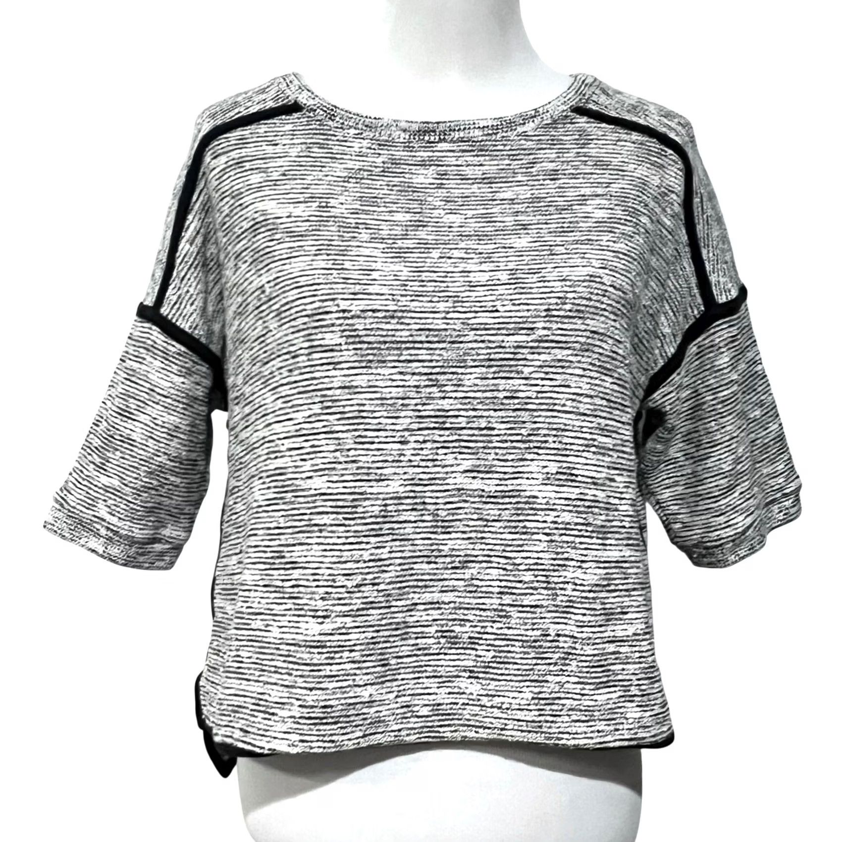 Madewell Madewell Women’s Short Sleeve Sweater Boxy Pullover Cotton Blend Black White Size M Size M / US 6-8 / IT 42-44 - 2 Thumbnail