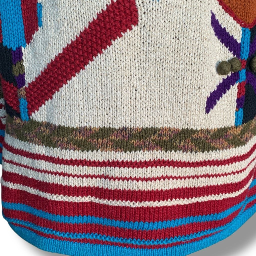 Vintage Vintage 90s Abstract Knit Sweater Oatmeal Bold Graphic Overs Size US S / EU 44-46 / 1 - 5 Thumbnail