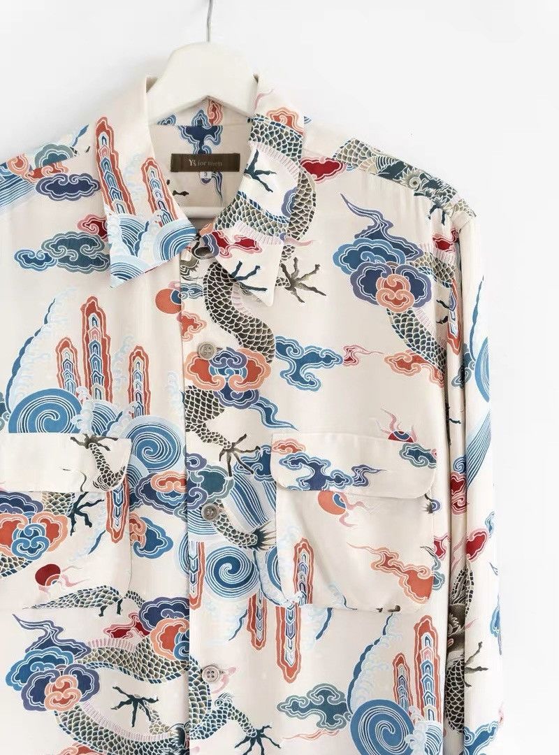 Yohji Yamamoto Yohji Yamamoto 00s Cloud & Dragon Print Shirt Size US L / EU 52-54 / 3 - 4 Thumbnail