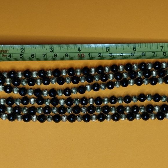 Vintage Cato Black Gold Multi Strand Necklace 3 Tiered Layered Jewel Size ONE SIZE - 10 Thumbnail