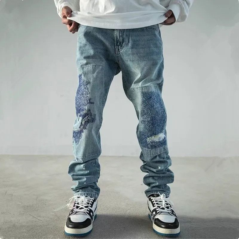 Vintage Patch Embroidery Ripped Stacked Jeans Size US 32 / EU 48 - 5 Thumbnail