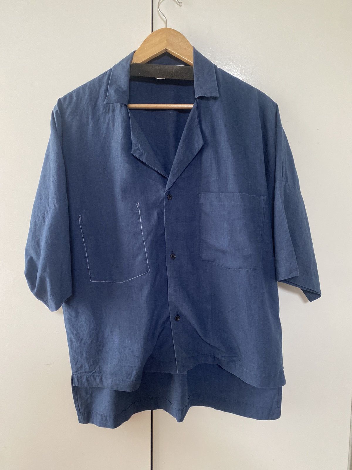 image of Sunsea Linen Fried Shrimp Shirt in Blue, Men's (Size Medium)