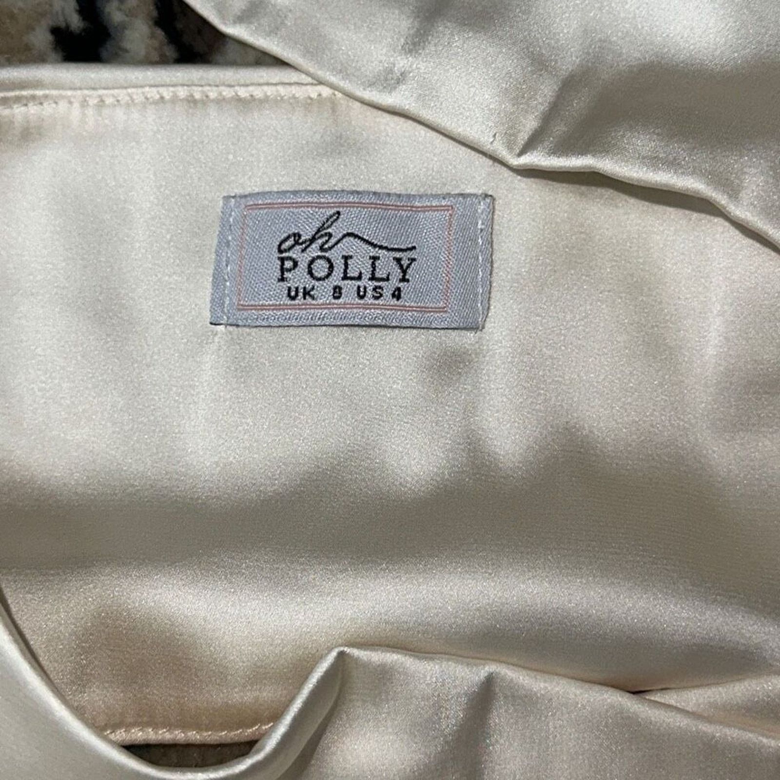 Other Oh Polly Halter Top Cream Satin Feel Dress | Sz 4 Size S / US 4 / IT 40 - 7 Thumbnail