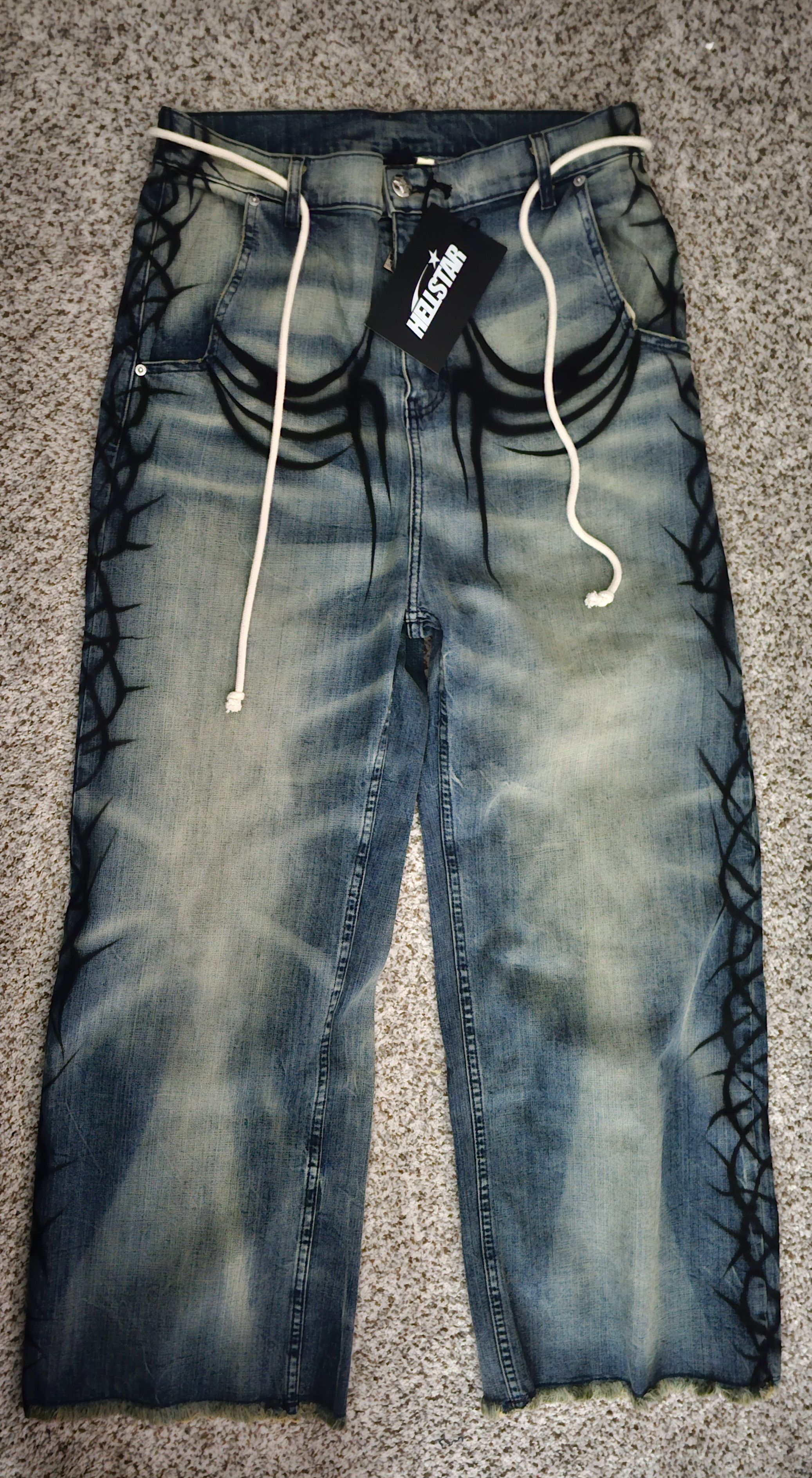 HELLSTAR Hellstar Raw Edge Air Brushed Jeans Size US 34 / EU 50 - 2 Thumbnail