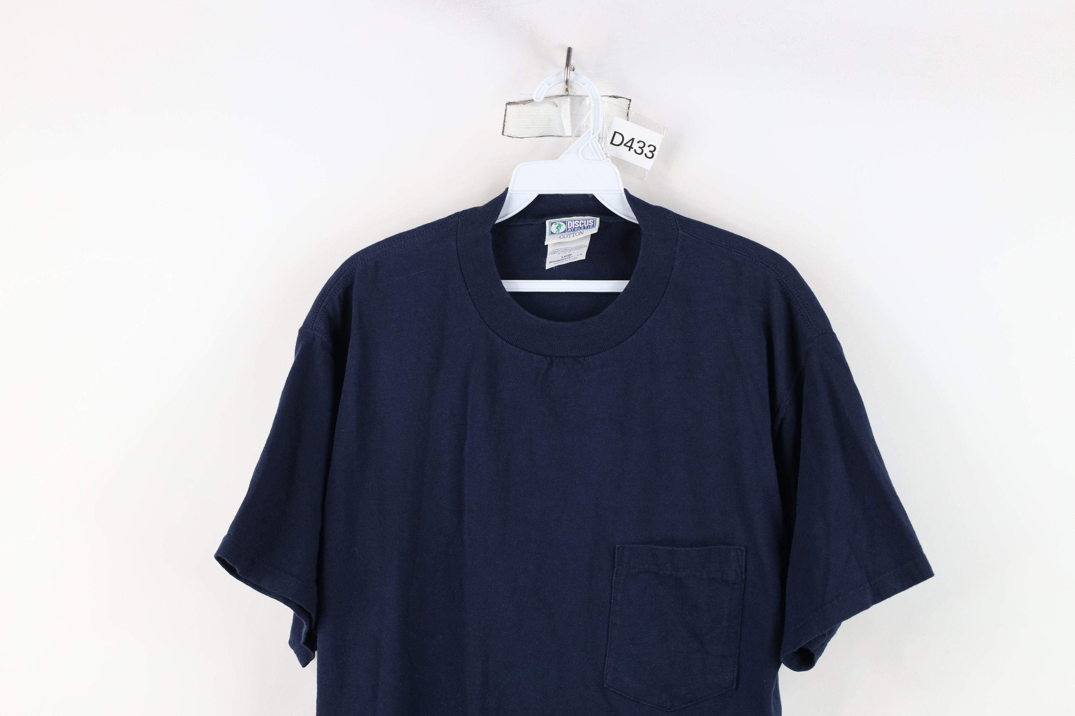 Vintage Vintage 90s Streetwear Heavyweight Cotton T-Shirt Navy Blue Size US L / EU 52-54 / 3 - 2 Thumbnail