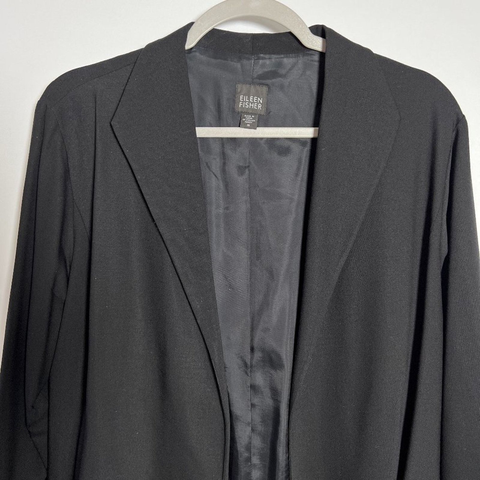 Eileen Fisher Eileen Fisher Open Front Wool Blazer SIZE M Black Jacket Size M / US 6-8 / IT 42-44 - 9 Thumbnail