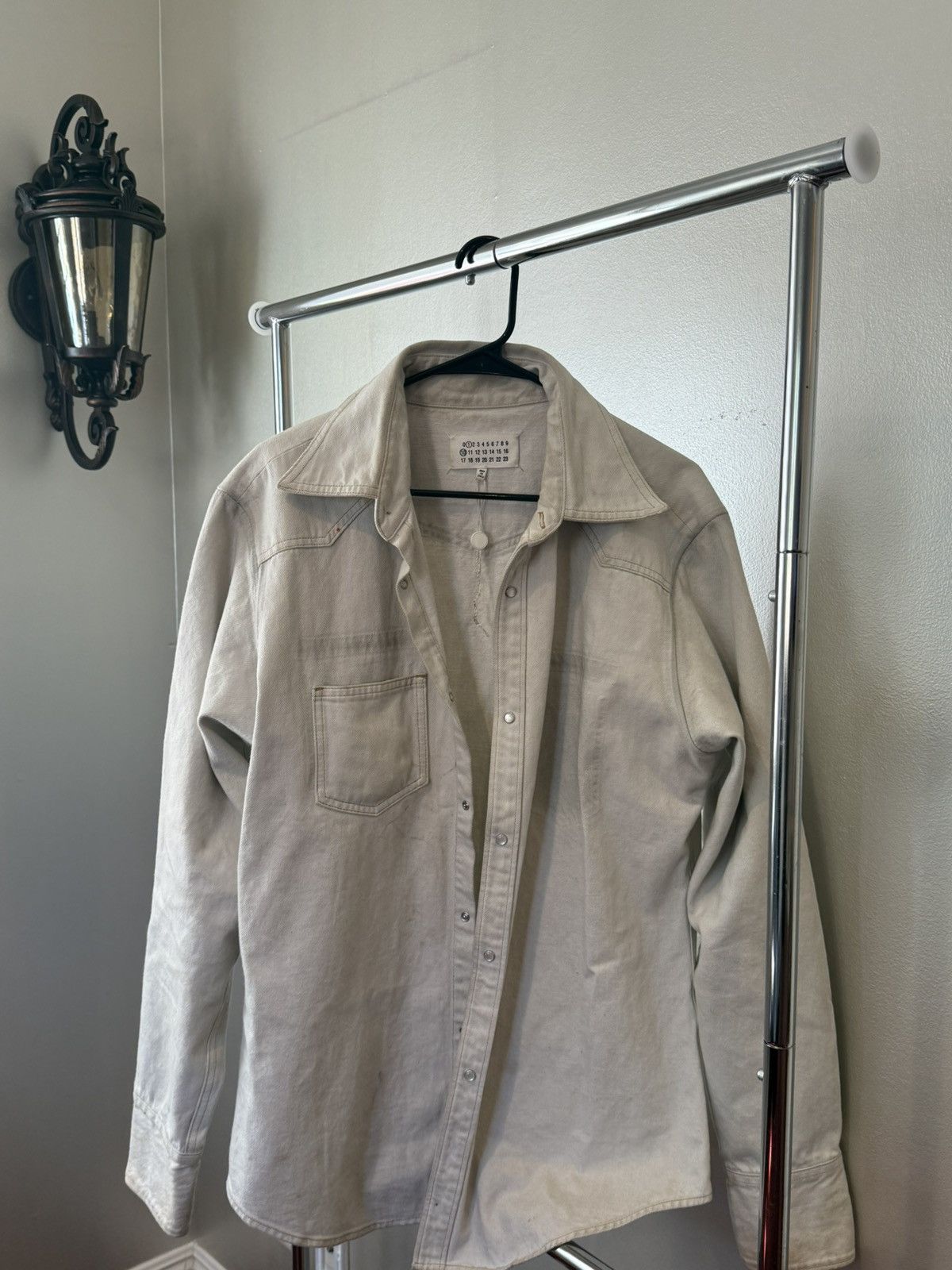 Maison Margiela Maison Margiela selvedge oversized white denim jacket Size US L / EU 52-54 / 3 - 1 Thumbnail