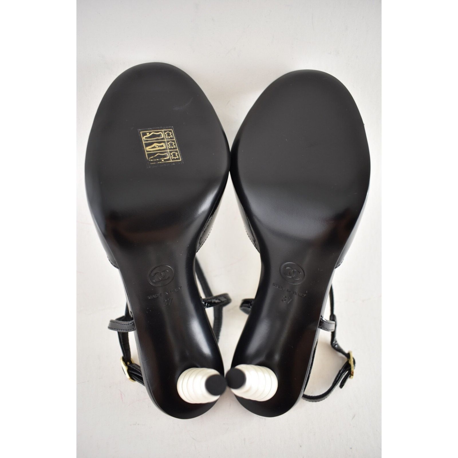 Chanel Chanel Patent Leather Pearl Heel Ankle Strappy Sandal Pump Size US 7 / IT 37 - 15 Thumbnail