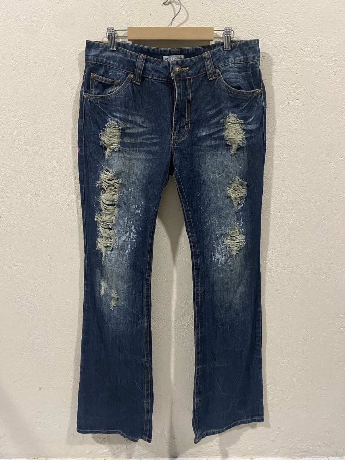 Japanese Brand Vintage Sorridere Distressed Painter Flared Jeans Size US 33 - 2 Thumbnail