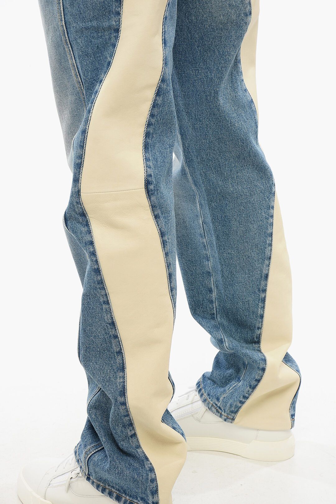 1989 STUDIO og1mm0725 Straight Leg Moto Jeans in Blue/Beige Size US 32 / EU 48 - 3 Thumbnail