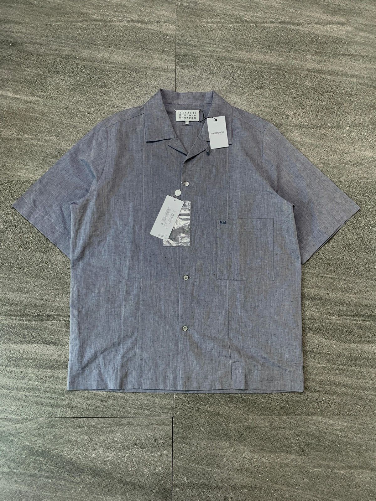 Maison Margiela FREE TAX! BNWT MM Embroidery Linen Blend Camp Collar Shirt Size US M / EU 48-50 / 2 - 1 Thumbnail
