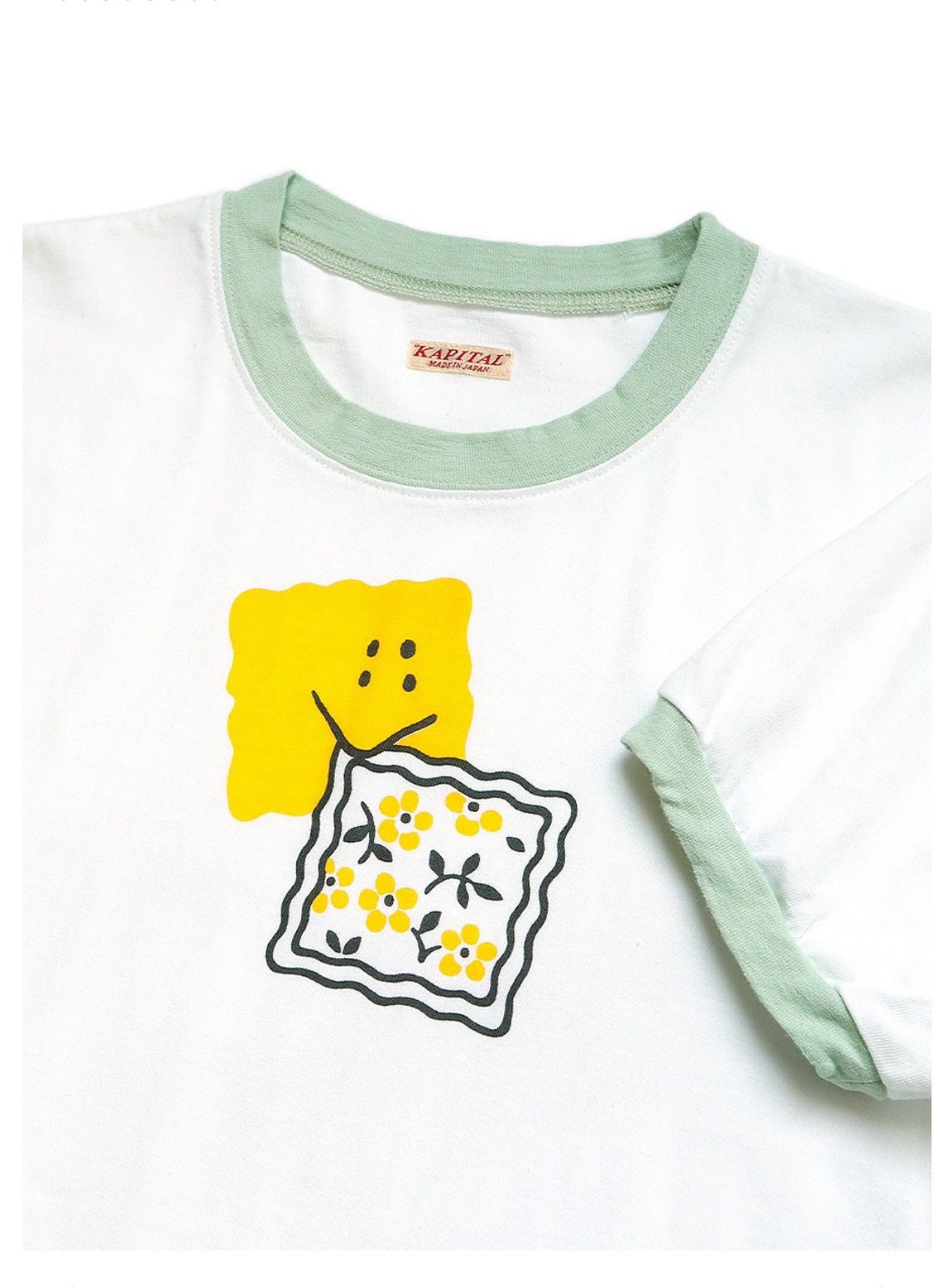 image of Kapital Peckish Rainbowy Tenjiku Ringer T-Shirt White, Men's (Size XL)