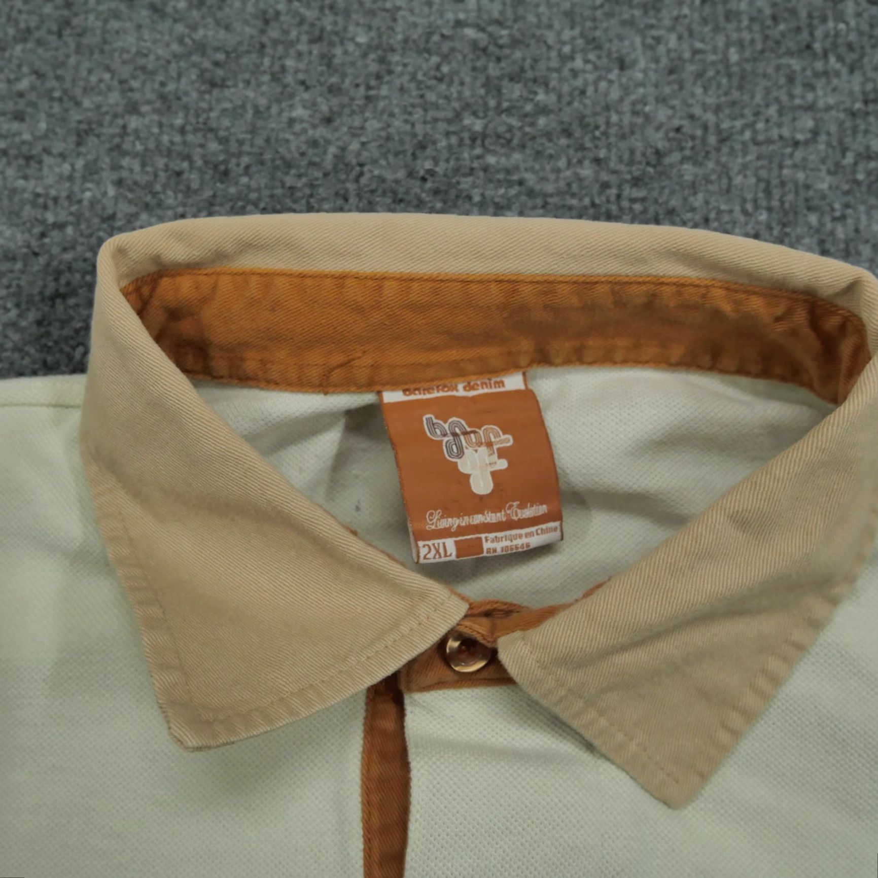 Denime VINTAGE Barefox Denim Polo Shirt Mens 2XL Brown Tan Giraffe Hip Hop Y2K Casual Preppy Logo Collar - (Note: Original content preserved; no additions) Size US XXL / EU 58 / 5 - 6 Thumbnail