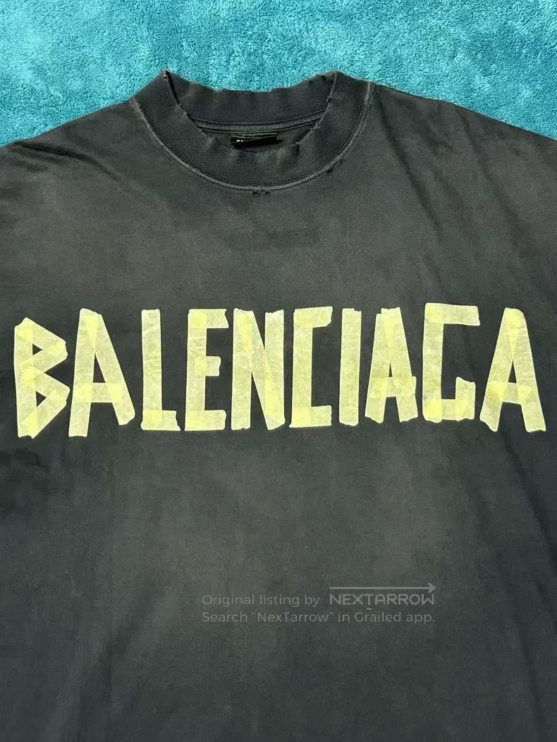 Balenciaga Balenciaga Tape Letter Short Sleeve - Black Size US S / EU 44-46 / 1 - 3 Thumbnail