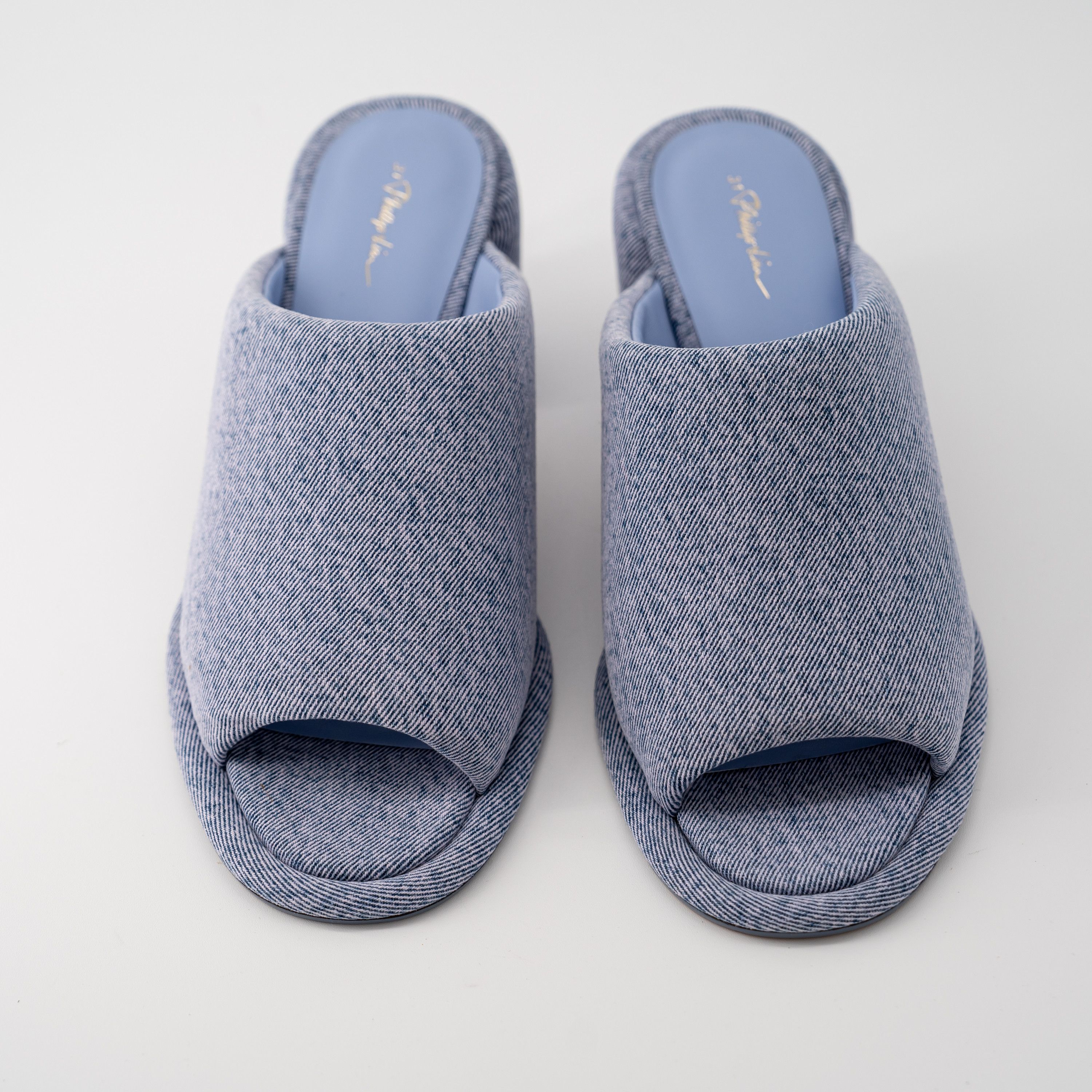 3.1 Phillip Lim 40 3.1 PHILLIP LIM Blue Denim Naomi Slip On Heeled Mules Size US 10 / IT 40 - 4 Thumbnail