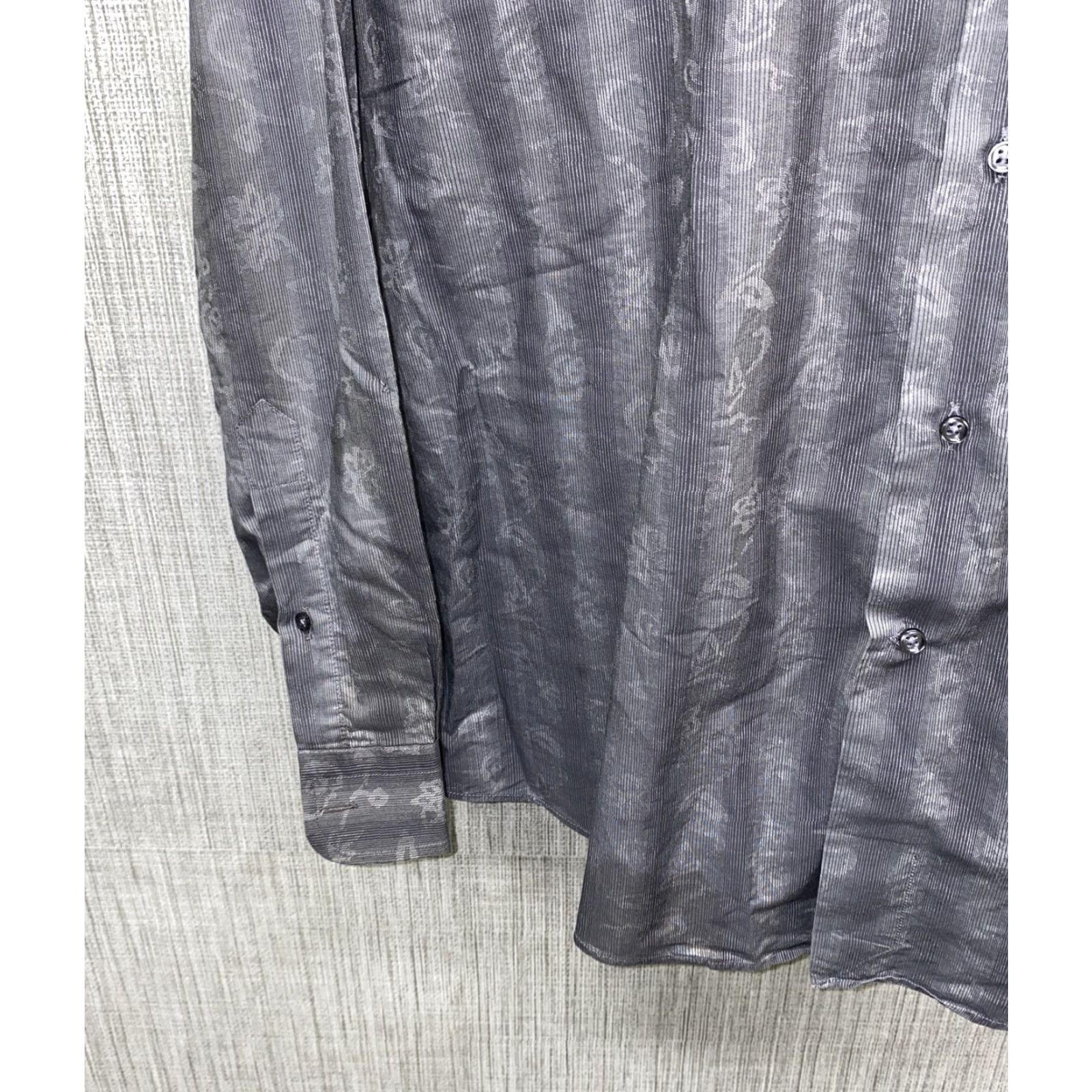 Zanella Zanella Mens Gray Long Sleeve Button Front Shirt XL Italy Made Regular Button-Up Collared Shirt Men Size US XL / EU 56 / 4 - 4 Thumbnail