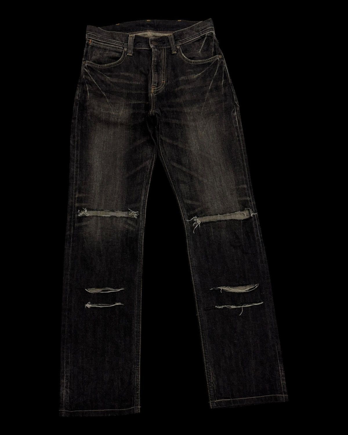 14th Addiction 💥Hype💥90s Style Distress Jean Wrangler Black Denim Size US 30 / EU 46 - 3 Thumbnail
