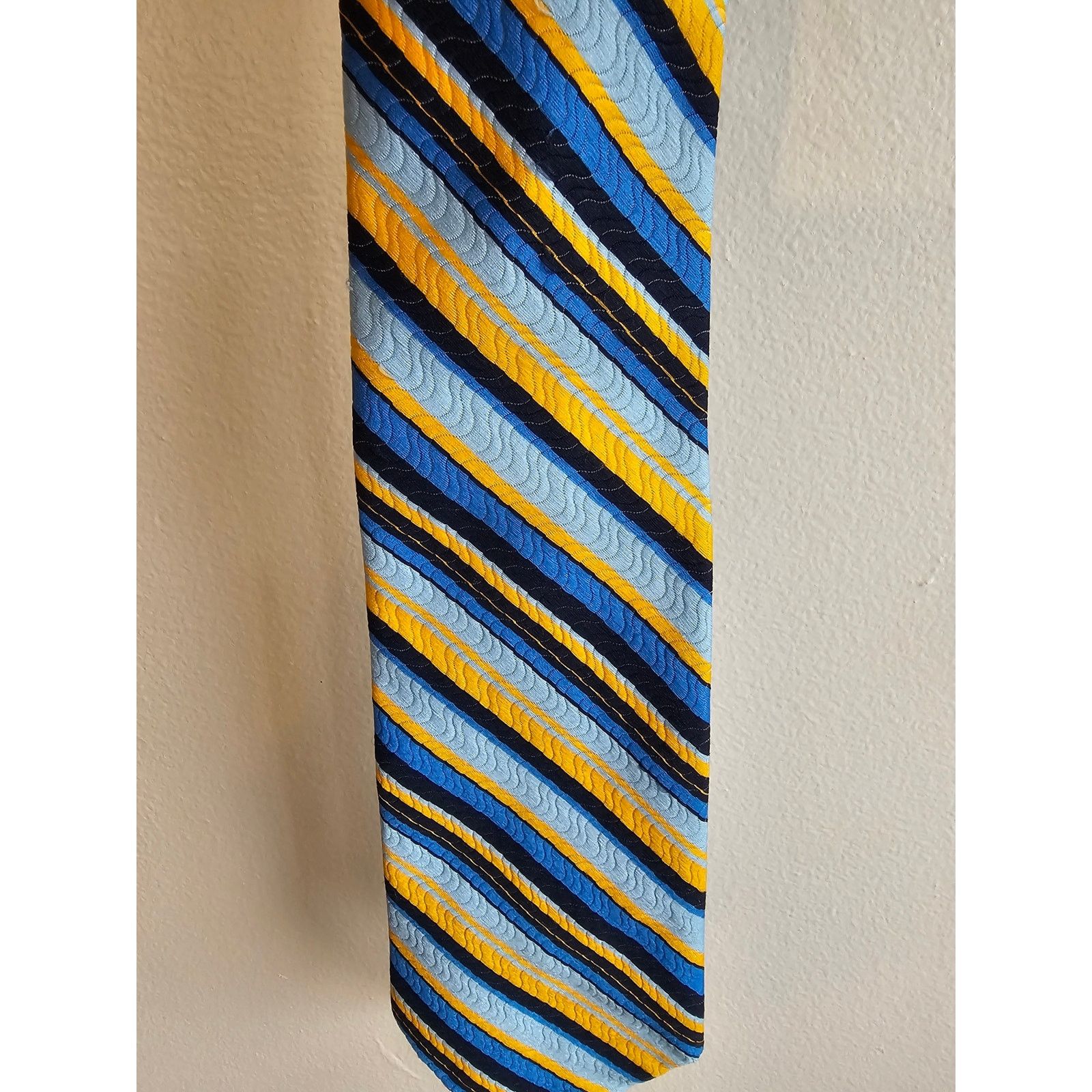 Other Vintage Men's Necktie - Blue/Black/Yellow Stripes Size ONE SIZE - 2 Thumbnail