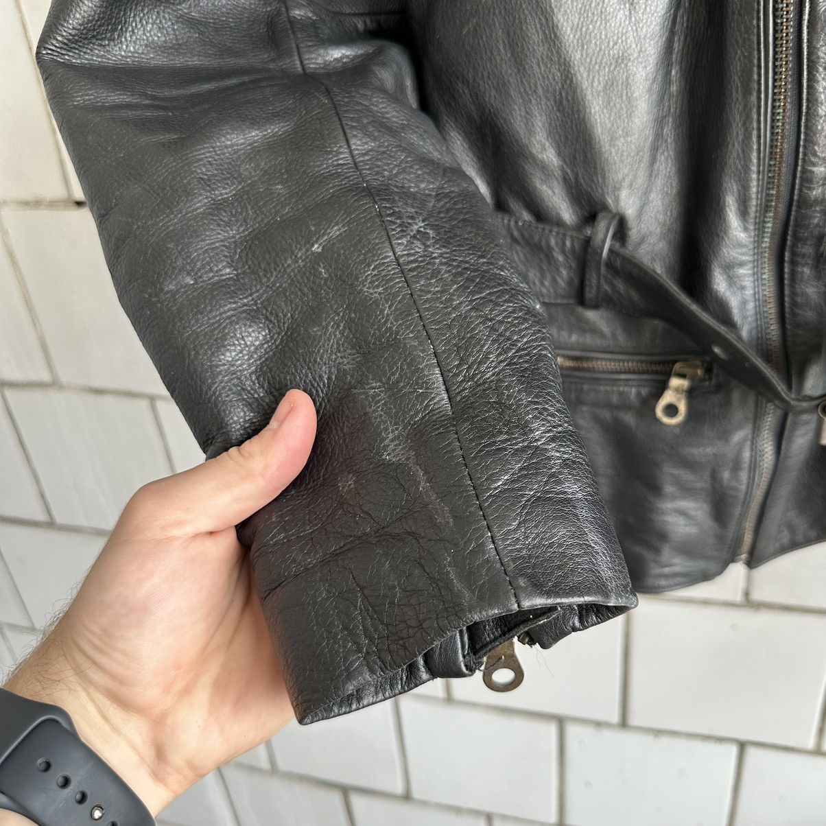 Vintage Vintage Moto Leather Jacket Style USA 90s Y2K Size US L / EU 52-54 / 3 - 3 Thumbnail