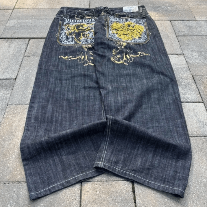 Japanese Brand American Fashion Oversize Embroidery Printing Baggy Jean Size US 32 / EU 48 - 1 Thumbnail