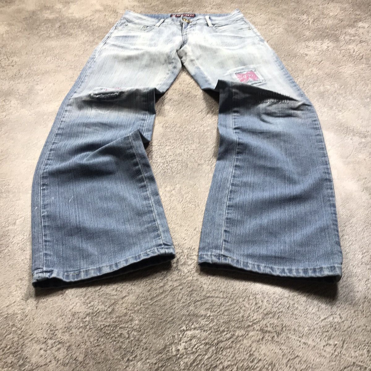 Vintage Vintage 90s Distressed Baggy Wide Leg Jeans Grunge Y2K 25 Size 25" / US 0 / IT 36 - 1 Thumbnail