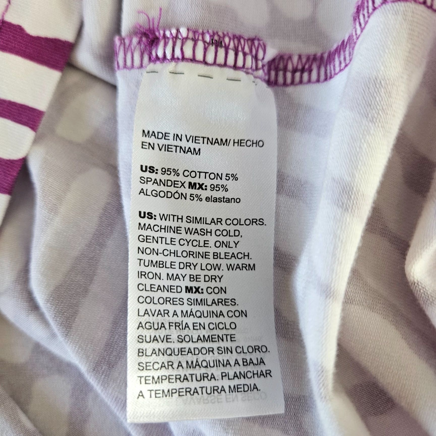 Vintage Chico's Top Womens L Purple White 3/4 Sleeve V-Neck Cotton Blend Shirt Womens Size L / US 10 / IT 46 - 4 Thumbnail